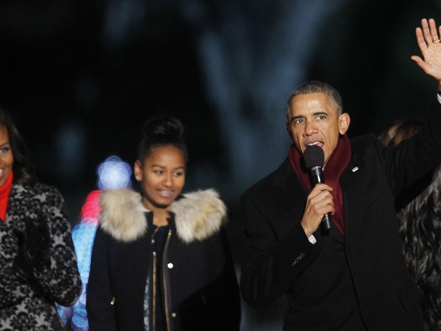 Barack Obama com a família (Foto: Reuters)