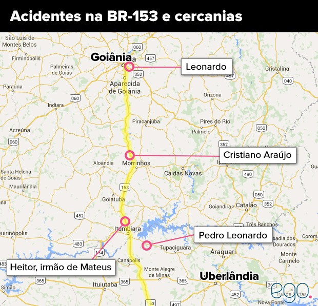 Acidentes na BR-153 e cercanias (Foto: EGO)