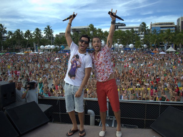 Tomate e Levi Lima em gravação de DVD do Jammil em Maceió (Foto: Felipe Souto Maior/ Divulgação)