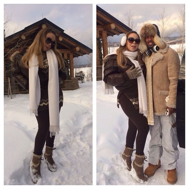 Mariah Carey e o marido, Nick Cannon, em Aspen, nos Estados Unidos (Foto: Instagram/ Reprodução)