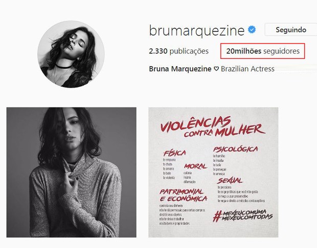 Bruna Marquezine chega a 20 milhões de seguidores no instagram (Foto: Instagram / Reprodução)