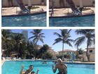 Mulher Moranguinho 'faz cavalinho' em Naldo em piscina de hotel