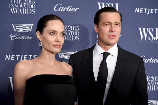 Angelina Jolie e Brad Pitt em premiação em Nova York, nos Estados Unidos (Foto: Dimitrios Kambouris/ Getty Images/ AFP)