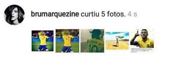 Fãs printam curtidas de Bruna Marquezine nas fotos de Neymar (Foto: Reprodução/Instagram)