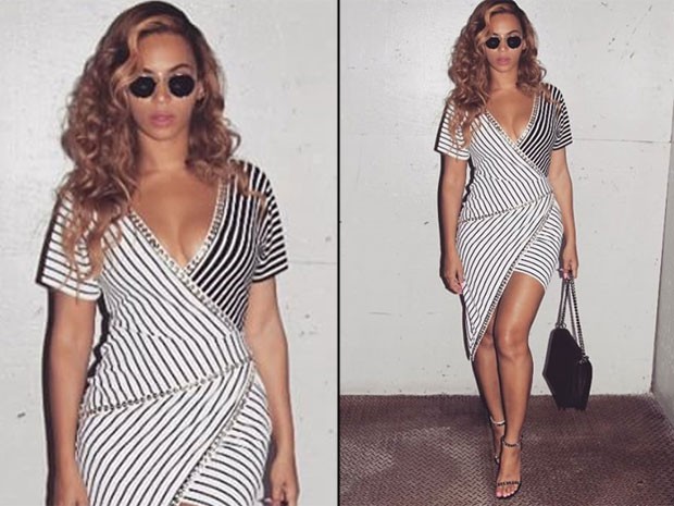 Beyoncé posa usando vestido decotado e mostrando as pernas (Foto: Instagram/ Reprodução)