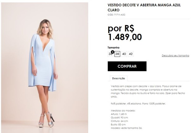 Valor do vestido (Foto: reprodução / shoponline.iorane.com.br)