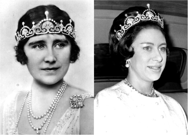 Elizabeth, Duquesa de York (mãe da Rainha Elizabeth II) e a filha mais nova, Princesa Margaret (Foto: Getty Images)
