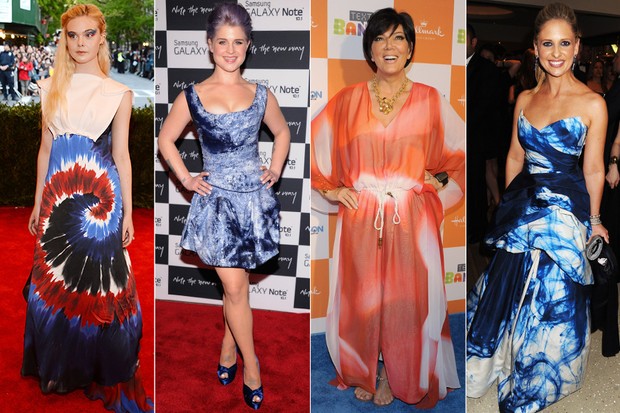 MODA - Tie dye - Elle Fanning, Kelly Osbourne, Kris Jenner e Sarah Michelle Gellar (Foto: Getty Images)