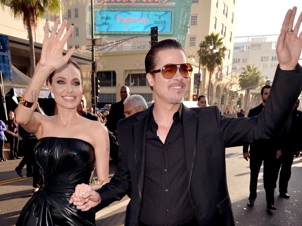Angelina Jolie e Brad Pitt em première de filme em Los Angeles, nos Estados Unidos (Foto: Kevin Winter/ Getty Images)