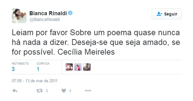 Frases de Cecília Meireles que foram divulgadas no twitter de alguns famosos (Foto: Reprodução / Twitter)