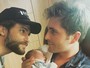 Thiago Gagliasso posa com o filho recém-nascido e o irmão, Bruno 