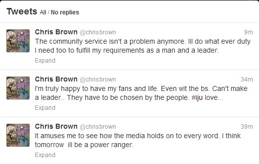 Tweets Chris Brown (Foto: Reprodução Twitter)