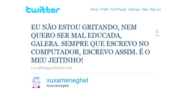 Xuxa no Twitter (Foto: Reprodução)