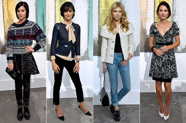 Moda - Famosas na Semana de Moda de Paris 2014 - Leigh Leizark, Ines de la Fressange, Clemence Poesy e Virginie Doyen (Foto: AFP / Agência)