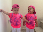 Leandro posta foto das filhas gêmeas vestidas com look igual