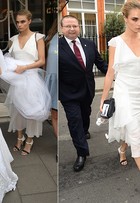 Cara Delevingne usa look branco no casamento da irmã em Londres