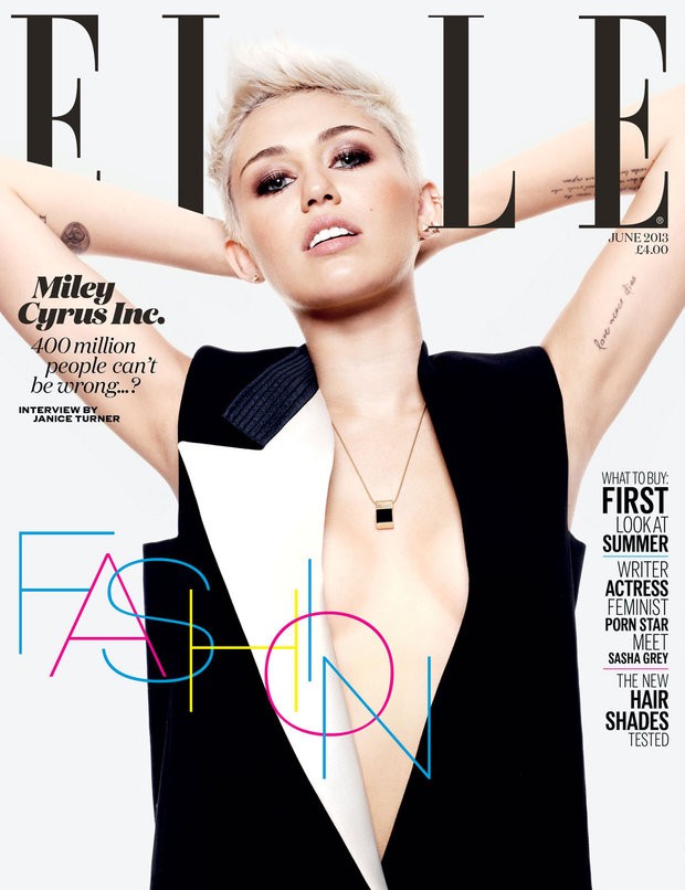 Miley Cyrus na capa da revista Elle (Foto: Reprodução)