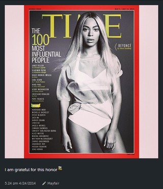 Beyoncé comenta publicação da Time (Foto: Reprodução/Instagram)