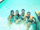 Bruna Marquezine grava 'Em Família' na piscina