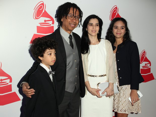 Dajvan com a família em prêmio de música em Las Vegas, nos Estados Unidos (Foto: Chris Farina/ AFP)