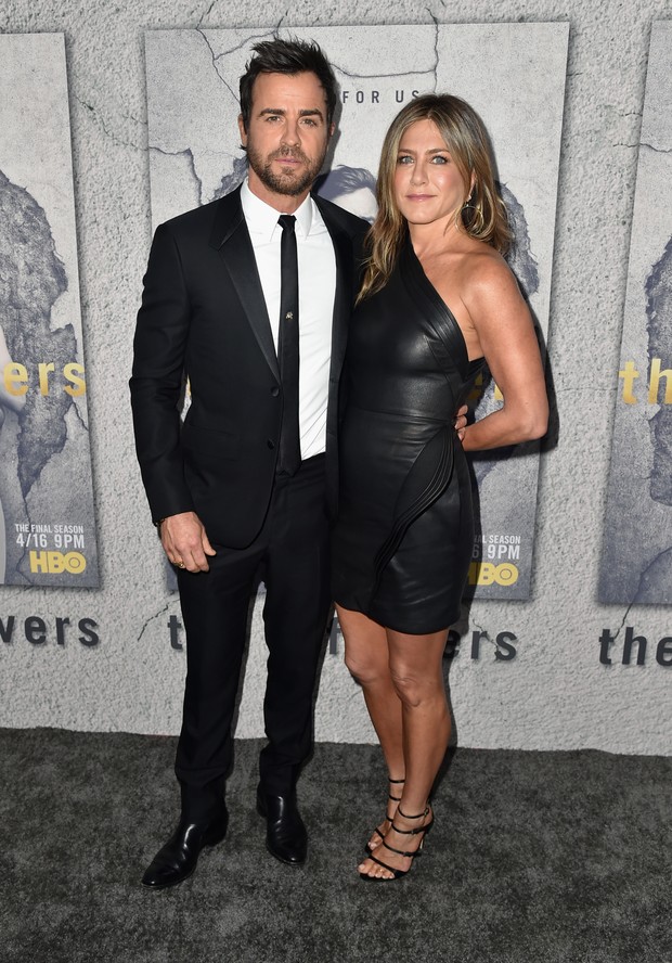 Justin Theroux e Jennifer Aniston em première de série em Los Angeles, nos Estados Unidos (Foto: Alberto E. Rodriguez/ Getty Images/ AFP)