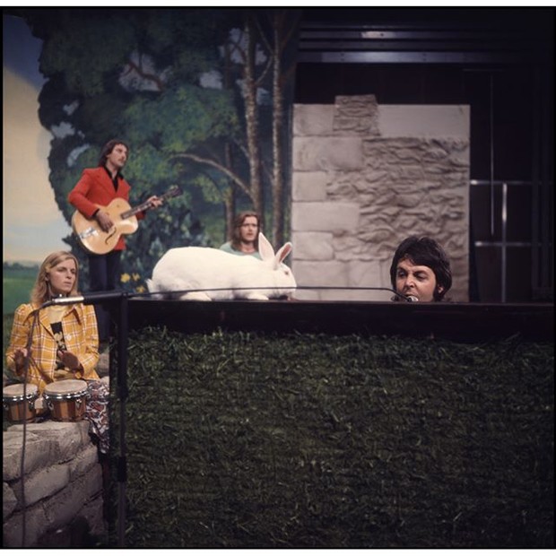 Paul McCartney posta foto antiga com coelho em cima do piano para desejar Feliz Páscoa (Foto: Instagram/Reprodução)