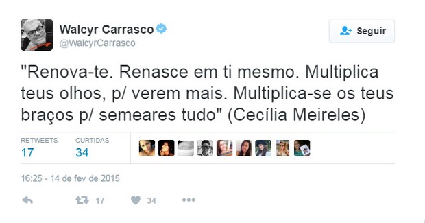 Frases de Cecília Meireles que foram divulgadas no twitter de alguns famosos (Foto: Reprodução / Twitter)