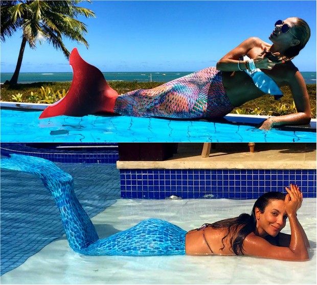 Adriane Galisteu e Ivete Sangalo usam a cauda de sereia (Foto: Reprodução / Instagram)