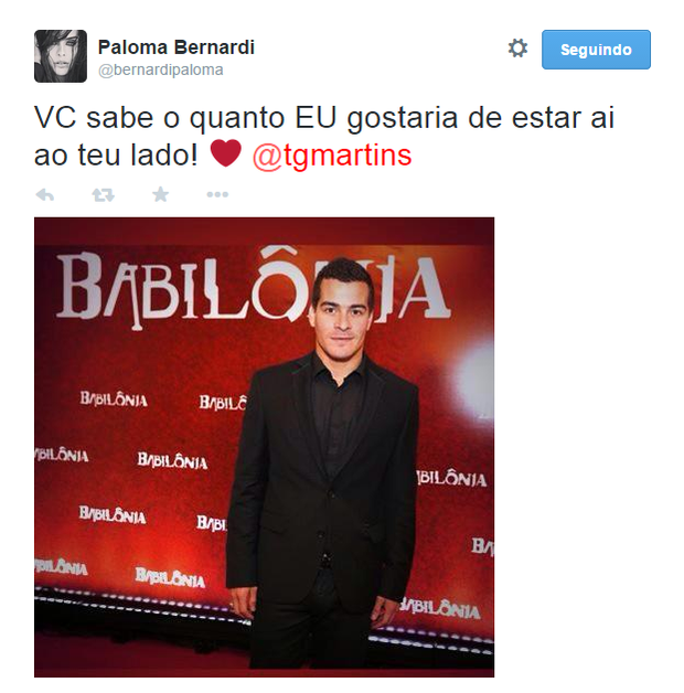 Paloma Bernardi se declara no Twitter (Foto: Reprodução/Twitter)