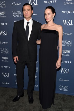 Brad Pitt e Angelina Jolie em premiação em Nova York, nos Estados Unidos (Foto: Dimitrios Kambouris/ Getty Images/ AFP)
