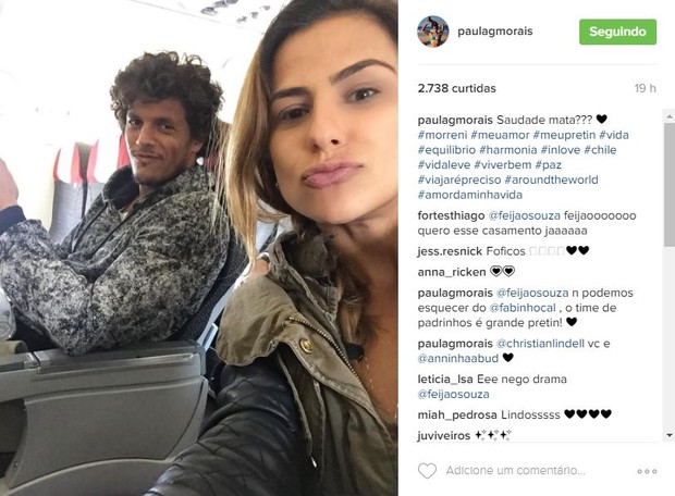 Paula Morais faz declaração para o namorado, João Souza, o Feijão (Foto: Reprodução/Instagram)