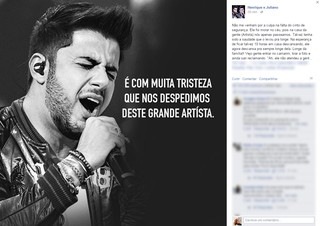 Dupla Henrique e Juliano lamentam morte de Cristiano Araújo (Foto: Facebook / Reprodução)
