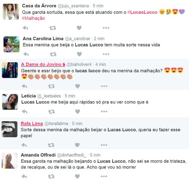 Comentários nas redes sociais sobre beijo de Lucas Lucco em Malhação (Foto: Divulgação / TV GLOBO)