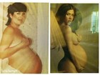 Grávida, Kourtney Kardashian imita foto nua da mãe