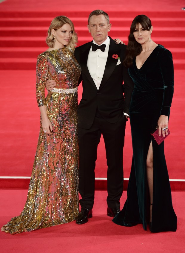 Lea Seydoux, Daniel Craig e Monica Bellucci  (Foto: AFP)