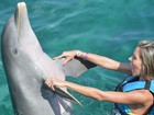 Ex-BBB Adriana posta foto brincando com golfinho em Cancún