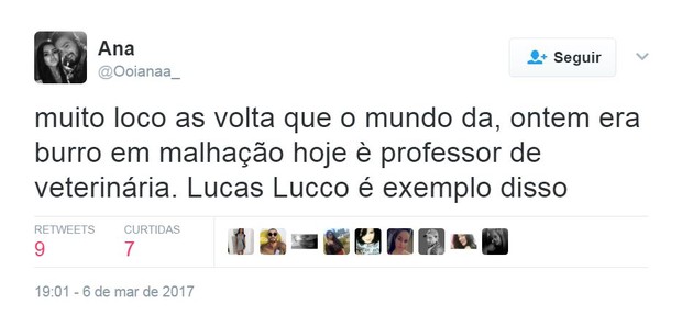 Lucas Lucco entra em Sol Nascente e faz sucesso no Twitter (Foto: Reprodução/Twitter)