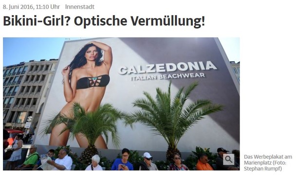 Outdoor com a top Adriana Lima causa polêmica na Alemanha (Foto: Reprodução / Süddeutsche Zeitung)