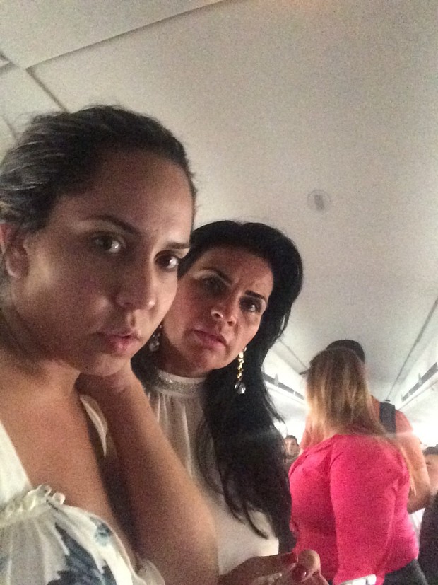 Melão e Solange Gomes no avião (Foto: Arquivo Pessoal)