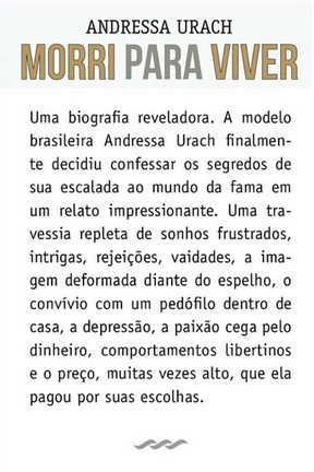 Orelha do livro de Andressa Urach (Foto: Reprodução)