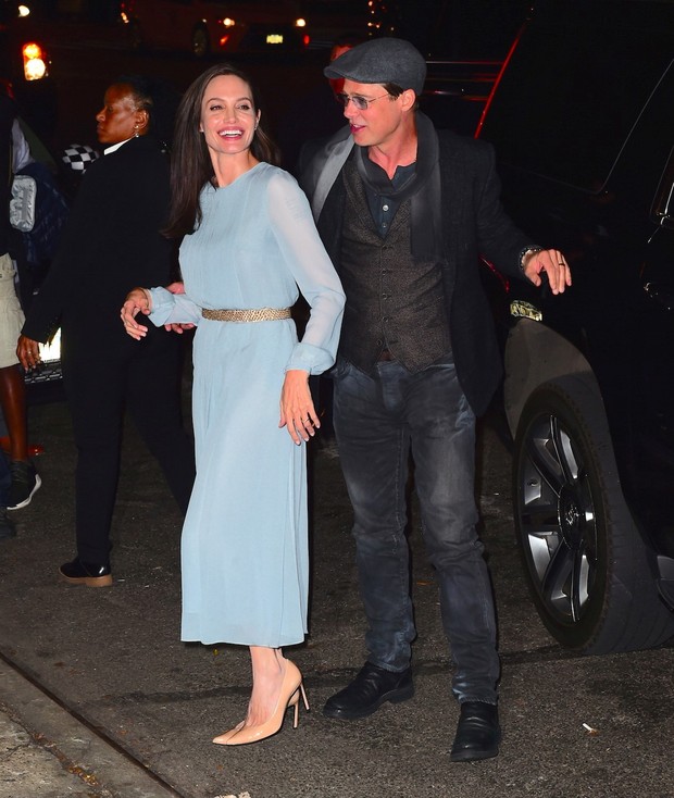 Angelina Jolie e Brad Pitt em première de filme em Nova York, nos Estados Unidos (Foto: AKM-GSI/ Agência)