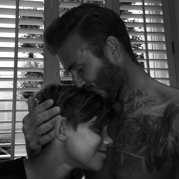 David Beckham com o filho, Romeo (Foto: Reprodução/Instagram)