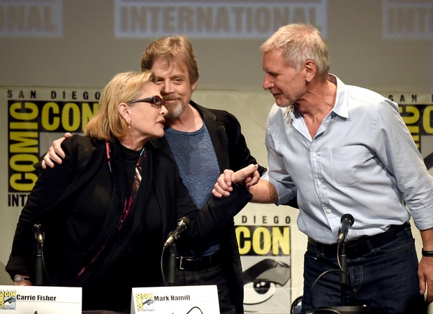 Carrie Fisher,  Mark Hammil e Harrison Ford (Foto: Getty Images North America - AFP)