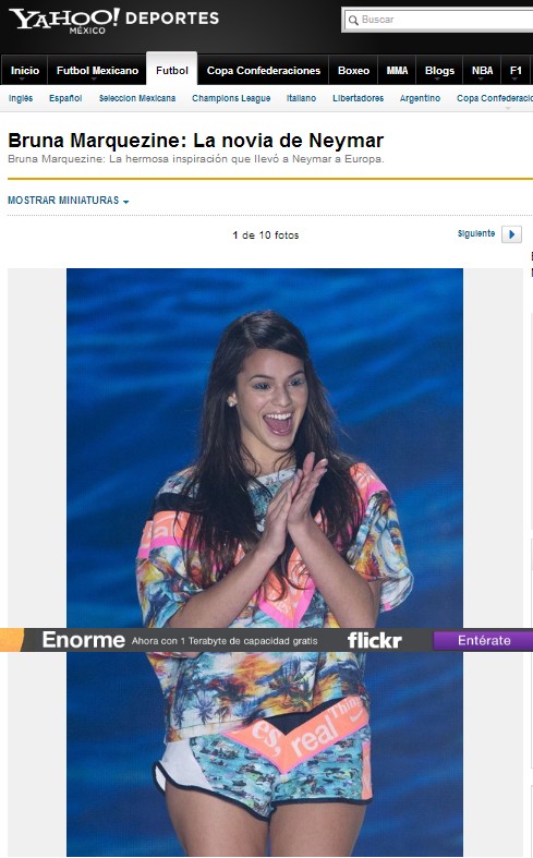 Bruna Marquezine em site estrangeiro (Foto: Reprodução / mx.deportes.yahoo.com)