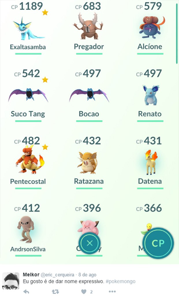 Os nomes mais bizarros dados aos Pokémon de Pokémon GO #2