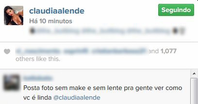 Comentário em foto de Claudia Alende (Foto: Instagram / Reprodução)
