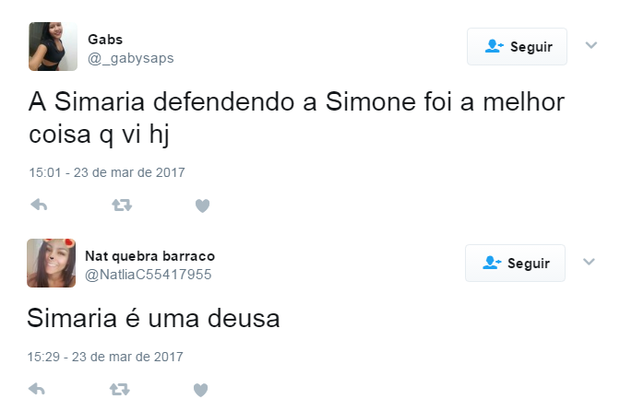 Internautas comentam vídeo de Simaria em defesa de Simone (Foto: Reprodução/Twitter)