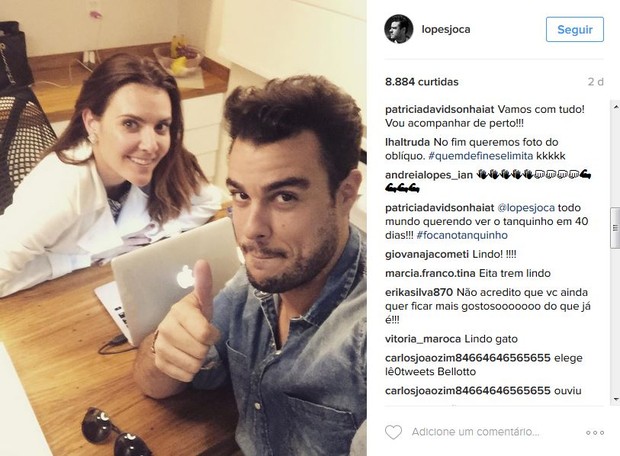 Joaquim Lopes e a nutricionista Patrícia Davidson (Foto: Reprodução/Instagram)