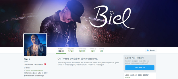 Biel fecha seu perfil no Twitter (Foto: Reprodução)