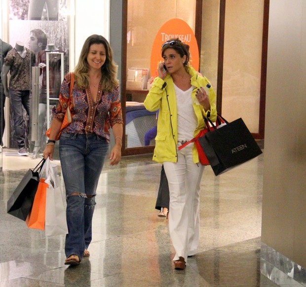 Giovanna Antonelli foi as compras com a irmão no shopping (Foto: Marcus Pavão/Agnews)
